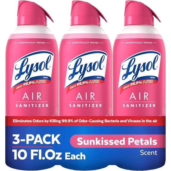 Air Sanitizer Spray with Bacterial Odor Eliminator for Home & Office, Sanitizing Air Spray, Air Freshener Alternative, Sunkissed Petals Scent, 10 oz (Pack of 3)
