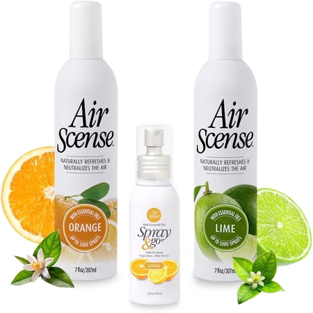 Air Scense Deodorizing Room Spray, 3-Pack, Orange & Lime & Citrus, 7 oz, 3 Count