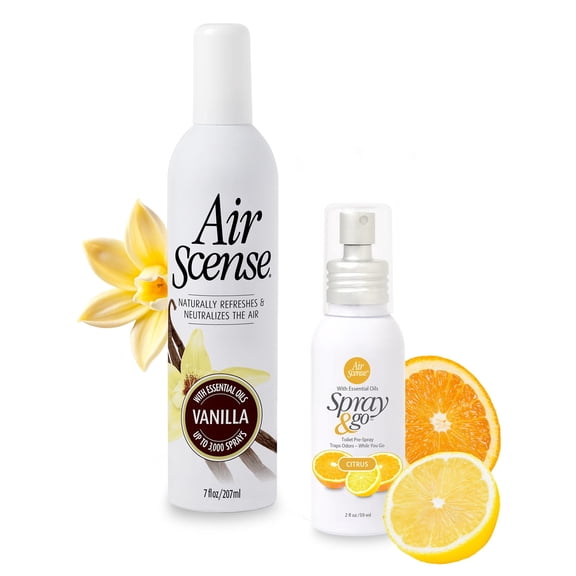 Air Scense Deodorizer Cheery Citrus & Vanilla Bundle, Vanilla7oz & Citris 2oz, 2 Count