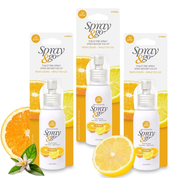 Air Scense Spray & Go Deodorizing Toilet Pre-Spray, Citrus, 2 fl oz, 3 Count