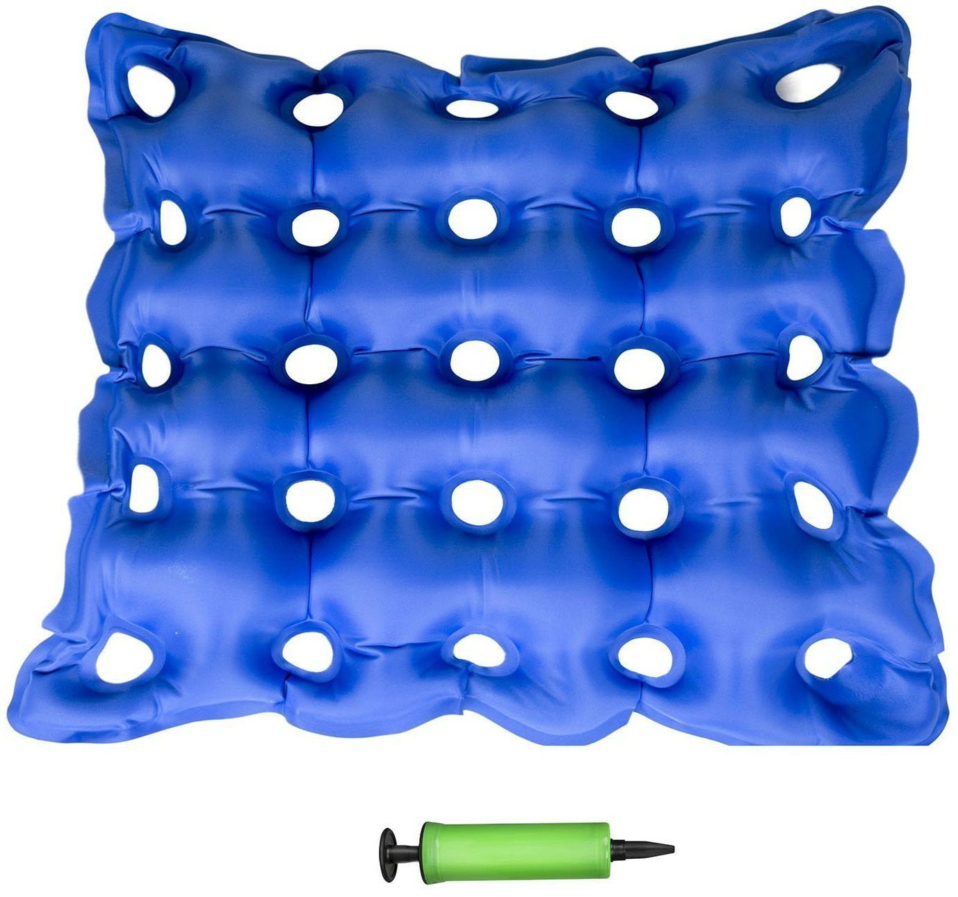 Air Self Inflatable Waffle PVC Cushion Seat Pad Medical Hemorrhoids + Free Pump, Size: Small, Blue