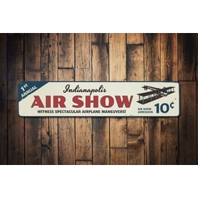 Air Show Metal Aluminum Sign Airplane Pilot City Location Name Gift Plane Life Admission 10 Cents Man Cave Decor - Size: 16 x 4 Inches
