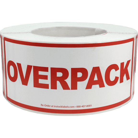 Air Specialty Overpack Labels 2 1/2 x 6 Inch 500 Adhesive Stickers Per Roll