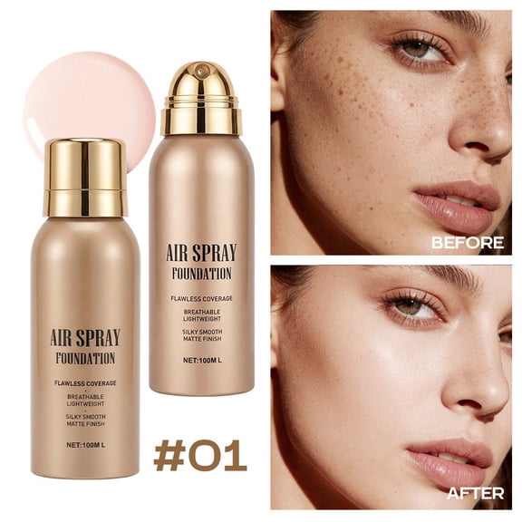 Air Spray Foundation, Flawless Full Coverage Formula, Breathable Lightweight Texture, Silky Smooth Matte Finish, Long-Lasting All-Day Wear, For Natural Daily Makeup, Suitable For All Skin Types