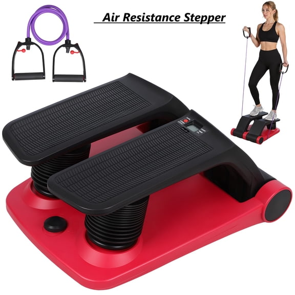Air Stepper Climber Fitness Machine with Resistance Bands Air Step Exercise Equipment 300lbs Weight Capacity 5 Levels of Exercise Intensity with LCD Monitor, Non-Slip Pedals & 300lbs Capacity