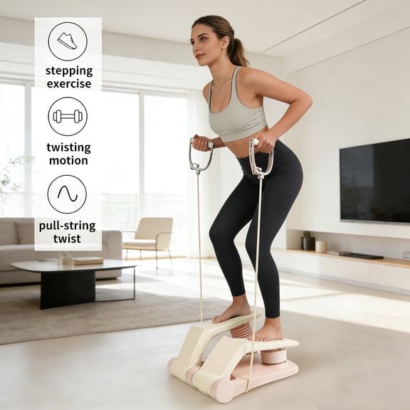 Air Stepper Foot Exercise Machine Multi-functional Home Stepper Indoor Fitness Equipment Climbing Machine Walking Machine Pedal Exercise Equipment (1 Stepper + 1 Rope Combination)