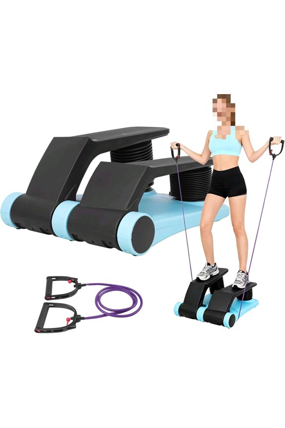 Air Stepper with Resistance Band, Adjustable Step Resistance, LCD Display,Stair Stepper for Home Gym Cardio Workout,Anti-Slip Pedals
