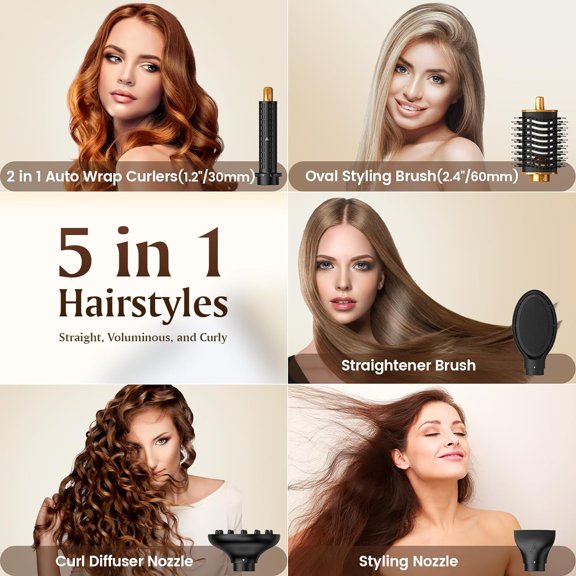 Air Styler 5 in 1, Hair Dryer Brush & Multi-Styler with 110,000 RPM High-Speed Powerful Motor