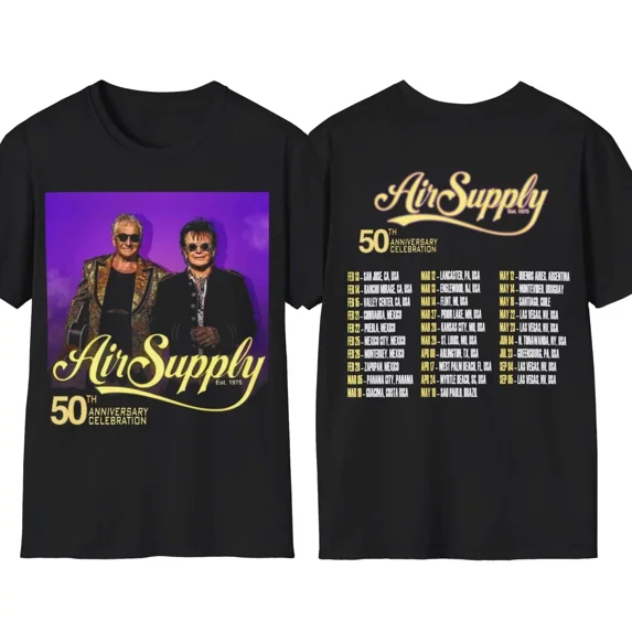 Air Supply 2026 Tour, 50th Anniversary Celebration T-shirt