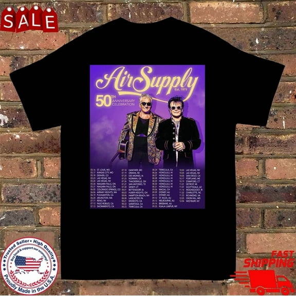 Air Supply Band 50th Anniversary Tour Dates New T Shirt Full Size S-5XL