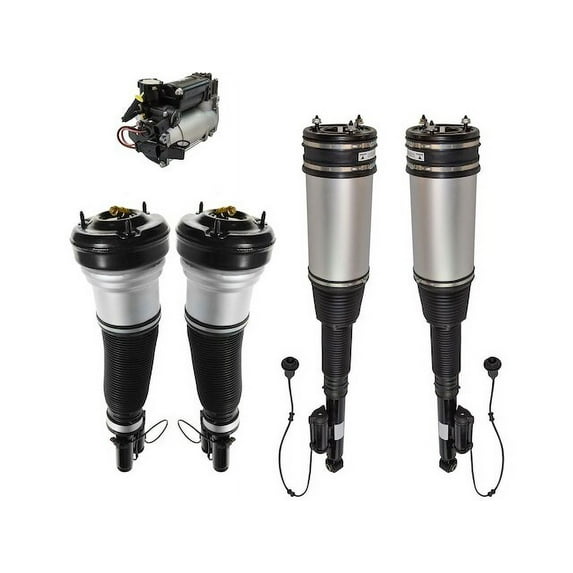 Air Suspension Compressor and Strut Kit 5 Piece - Compatible with 2000 - 2006 Mercedes-Benz S500 Base RWD 2001 2002 2003 2004 2005
