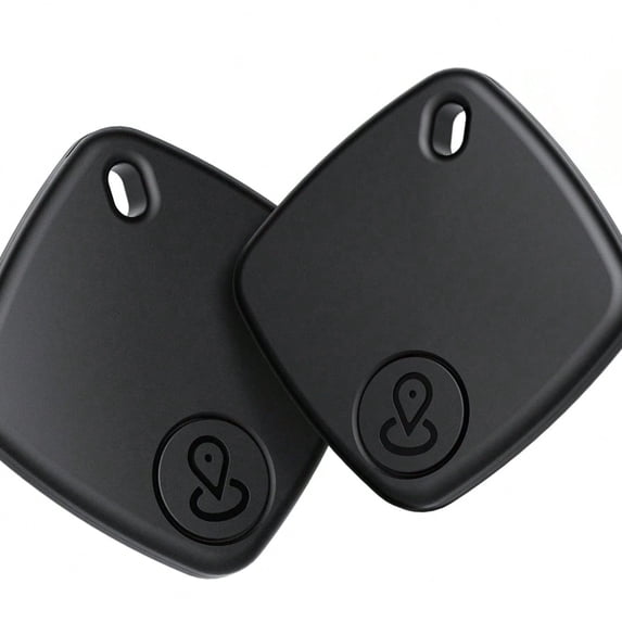 Air Tag Black 2 Pack Bluetooth Tracker Work With Apple Find My IOS Only Key Finder Item Locator Smart Tag Key Ring Lanyard For Keys Luggage Wallet Replaceable Battery