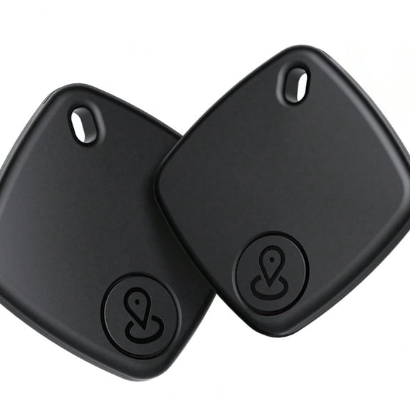 Air Tag Black 2 Pack Bluetooth Tracker Work With Apple Find My IOS Only Key Finder Item Locator Smart Tag Key Ring Lanyard For Keys Luggage Wallet Replaceable Battery