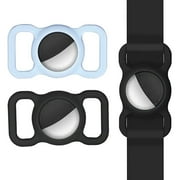 Air Tag Dog Collar Holder Compatible with Apple Airtag Case 2 Pack, Air Tag Holder Accessories, Airtags Protective Cover Silicone for Dogs Cat Pet Collar Backpacks, Black/Blue