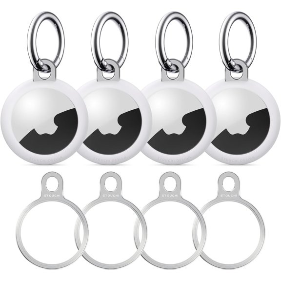 Air- Tag Holder Key Ring, Aluminium Invisible Slim Keychain Case for Air- Tag 2nd Gen (2026) & 1st Gen Items Finder Cases iPhone, Dogs, Keys, Backpacks Air- Tag Accessories (4)