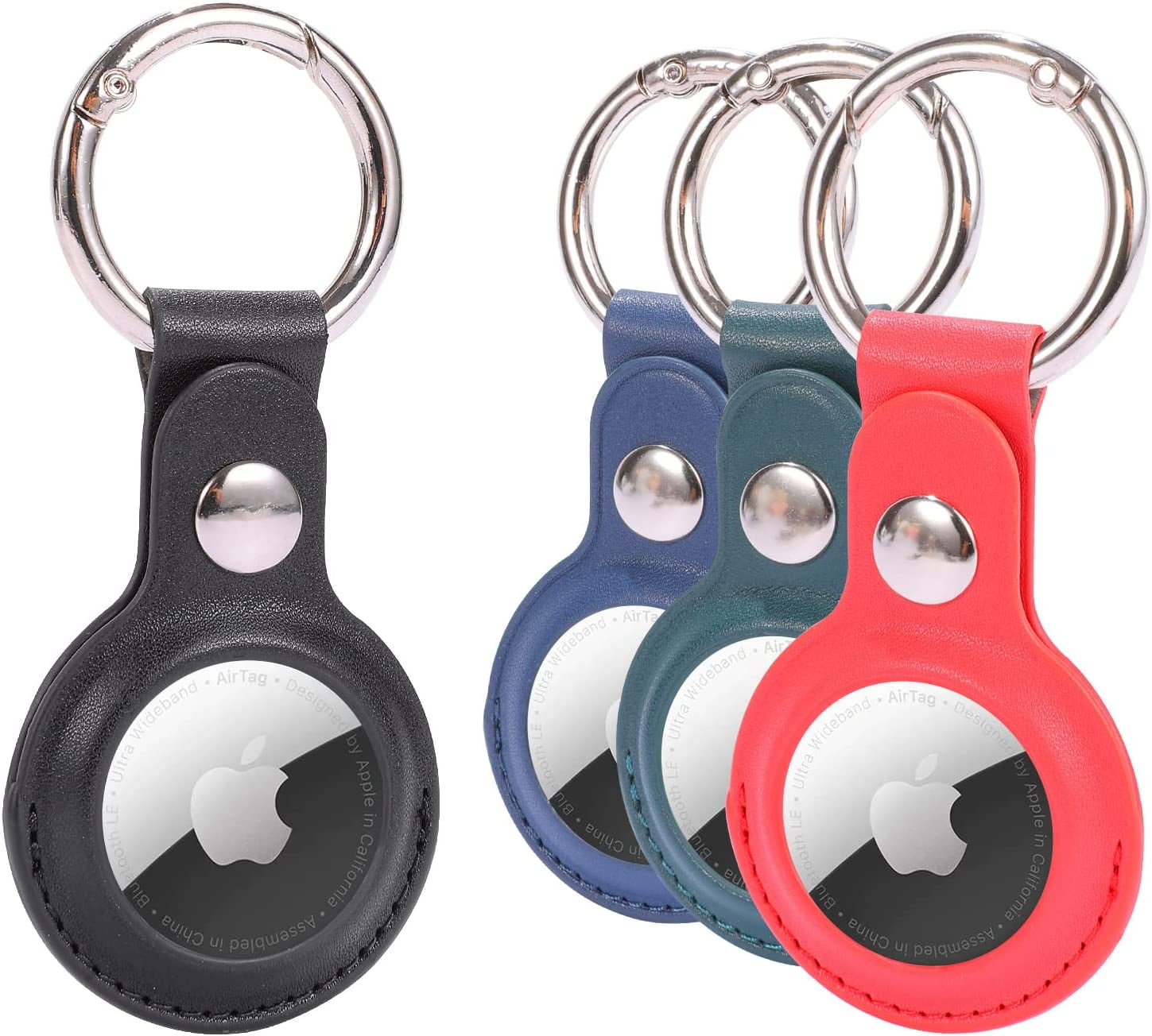 Air Tag Holder Keychain Case, 4 Pack Waterproof AirTag Leather Key Ring