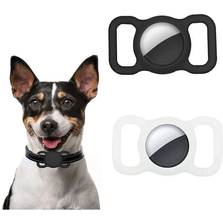 Air Tag Holder Tracking for Pet, Rainproof Case Compatible with Apple Airtags 2021,AirTag Dog Collar Tracker Accessories,2 Pack Black&White