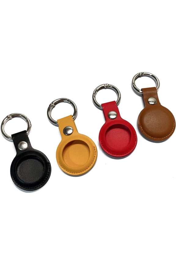 Air Tag Keychain (4 Pack) for Apple Airtags Holder, Protective Leather Airtags Case Tracker Cover with Air Tag Holder, Airtag Key Ring Compatible with Apple New AirTag Dog Collar (Multi-Color)