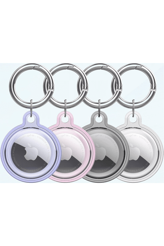 Air Tags-4 Pack Holder Waterproof Air Tags Holder Keychain for Apple Air tag Soft Airrtag Case for Dog Collar, Keys, Luggage