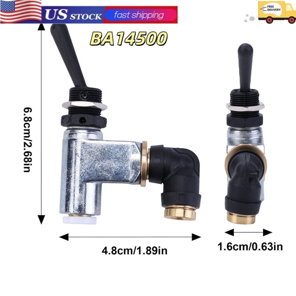 Air Toggle Control Valve Switch Self-Locking Fit for Peterbilt 389 2015-2023 Replace BA14500
