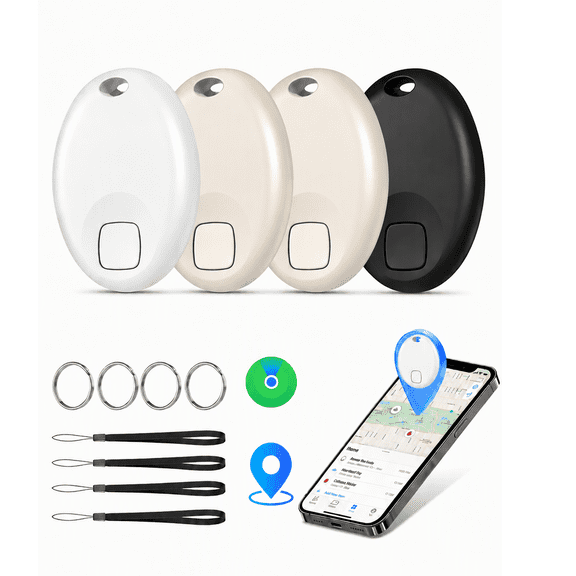 Air Tracker, Key Tracker Tag-4 Pack, Item Finder Works with Find My App (iOS Only), Wallet Tracker for Keys/Wallets，Worldwide Tracking