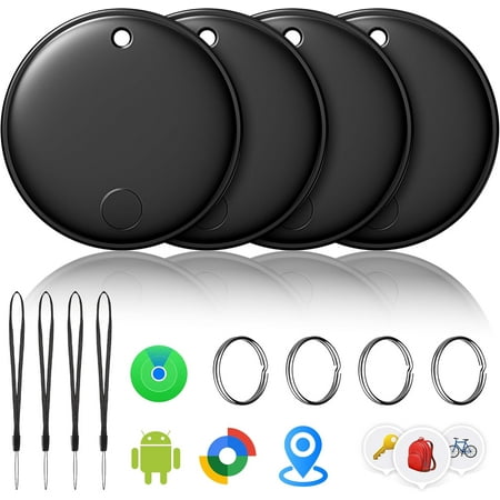 Air Tracker Smart Tags Android & iOS-4 Packs,Dual System Bluetooth Air Luggag Tracker Keys Finder/Item Locator Work with Apple Find My (iOS)&Google's Find Hub(Android) for Key,Backpack,Luggage Black