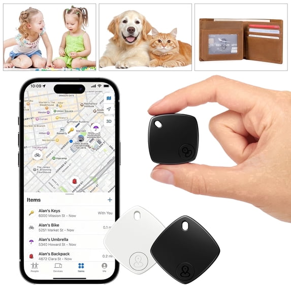 Air Tracker Tag 2PC, Bluetooth Tracking Device, Compatible with Apple Find My,Smart Tag for Vehicle/Luggage/Wallet, IP67 Waterproof,Standby for One Year No Monthly Fees Black
