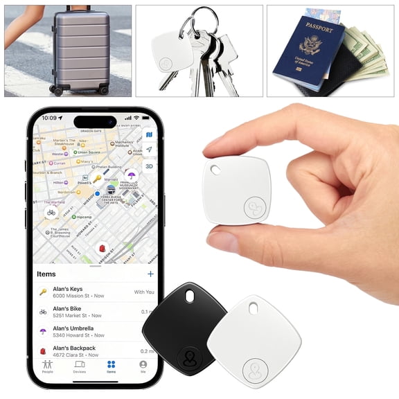 Air Tracker Tag 2Pack,Smart Wallet Tracker with Apple Find My(iOS Only),IP67 Waterproof,Standby for One Year,Item Locator Keys/Wallets/Bags,White