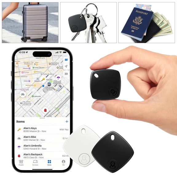Air Tracker Tag 4Pack for Apple,Smart Wallet Tracker with Find My(iOS Only),IP67 Waterproof,Standby for One Year,Item Locator Keys/Wallets/Bags,Black