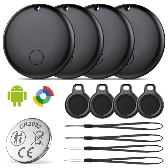 IKT Bluetooth Tracker Tags for Android, Bluetooth Item Finder-4Pack, Item Locator Works with Google Find Hub App(Not for iOS), Smart Locator for Keys/Luggages Black FCC Approved, Replaceable Battery