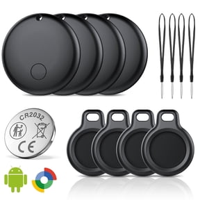 Bluetooth Tracker Tags for Android, Bluetooth Item Finder-4Pack, Item Locator Works with Google Find Hub App(Not for iOS), Smart Locator for Keys/Luggages Black FCC Approved, Replaceable Battery