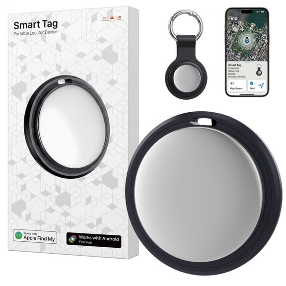 Air Tracker Tag, Bluetooth Item Finder-1Pack Replaceable Battery Compatible with Apple Find My , IP68 Waterproof, Item Locator for Keys/Wallets/Bags Black, FCC Approved