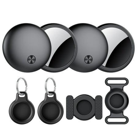 Air Tracker Tag, Bluetooth Item Finder-4Pack, Bluetooth Tracker Compatible with Apple Find My (iOS Only), Replaceable Battery, IP68 Waterproof, Item Locator for Keys/Wallets/Bags Black, FCC Approved