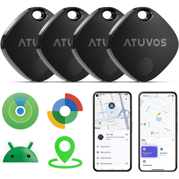Air Tracker Tags-4 Pack for Android & iOS, Tracker Tags Work with Google Find Hub or Apple Find My APP, Smart Tags for Android, IP67 Waterproof Bluetooth Tracker Tag for Luggage, Keys