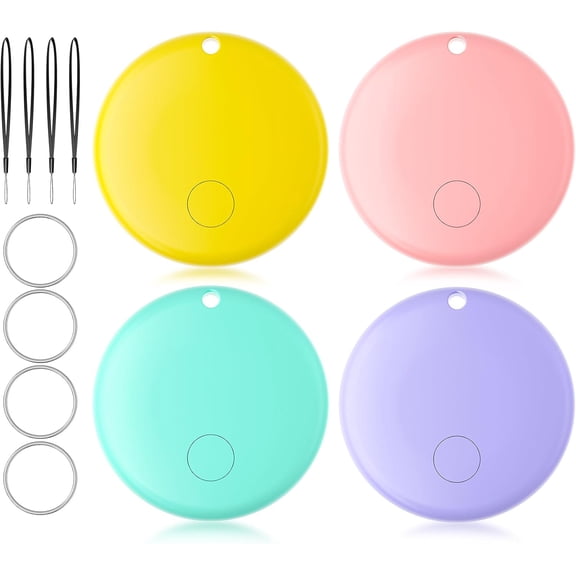 Air Tracker Tags 4 Pack for Find My, 2026 Upgraded with IP68 Waterproof Item Finder with Left-Behind Alert, 4 Colors for Keys, Luggage, Backpack, Wallet. iOS Only.