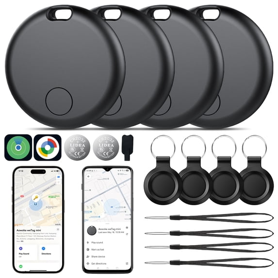 Item Finder Tracker-4 Pack: Smart Bluetooth Tracker, Item Finder Works with Apple Find My & Google's Find Hub(Android), Replaceable Battery, Smart Trakcer Tags for Keys/Luggage/Backpack, FCC Approved