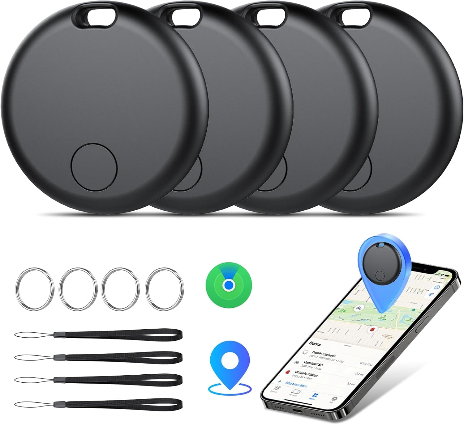 Air Tracker Tags-4 Pack: Smart Bluetooth Tracker, Item Finder Works ...