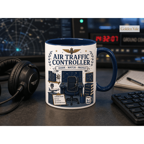 Air Traffic Controller Mug, Aviation Control Room Coffee Cup Gift