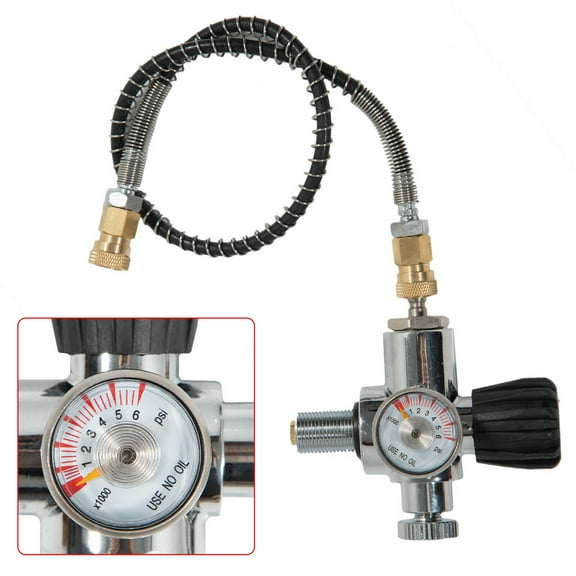 Air Valve Gauge Fill Station With Hose For Air Tank M18x1.5 Thread 24inch Air Valve Gauge Fill Station With Hose For Air Tank M18x1.5 Thread Air Valve Regulator Fill Station Disconnect Hose
