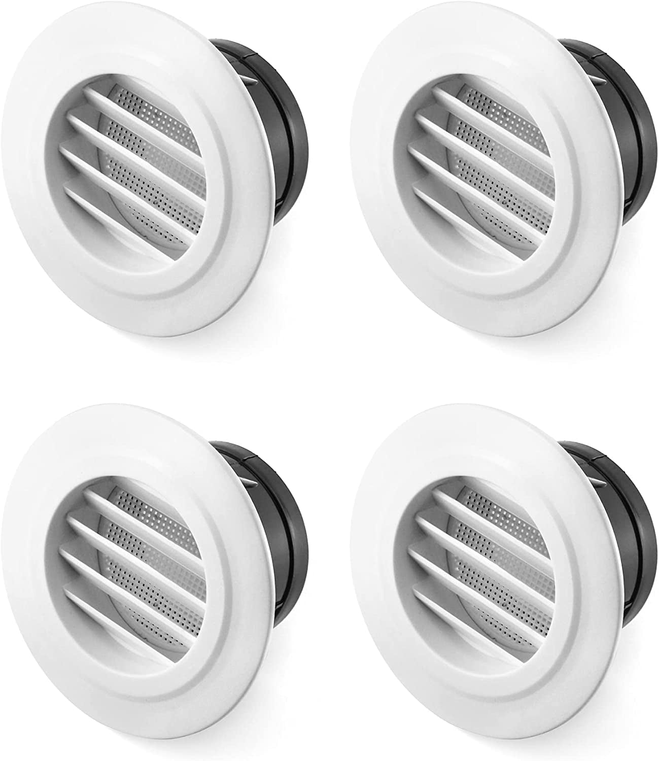 Air Vent ABS Louver Grille Cover, 4 Pack 4" Round Covers with Built-in ...