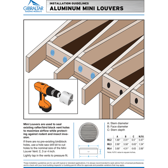 Air Vent Aluminum Mini Louver Soffit Vent - Single Pack ? Residential Use, Standard Application