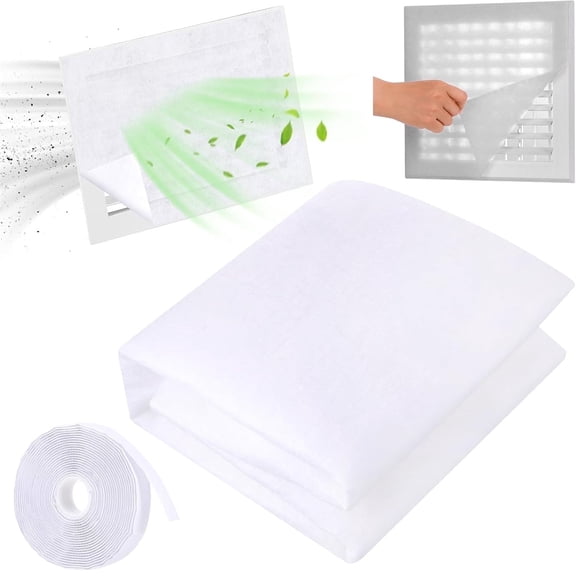 Air Vent Filter Kit Tutuviw Customizable Vent Filter Cotton78x39" Electrostatic Filter Media with 118" Adhesive Tape for Air Conditioner for Purify the Stops Dust and Pet Dander,Cut to Fit Air Filter