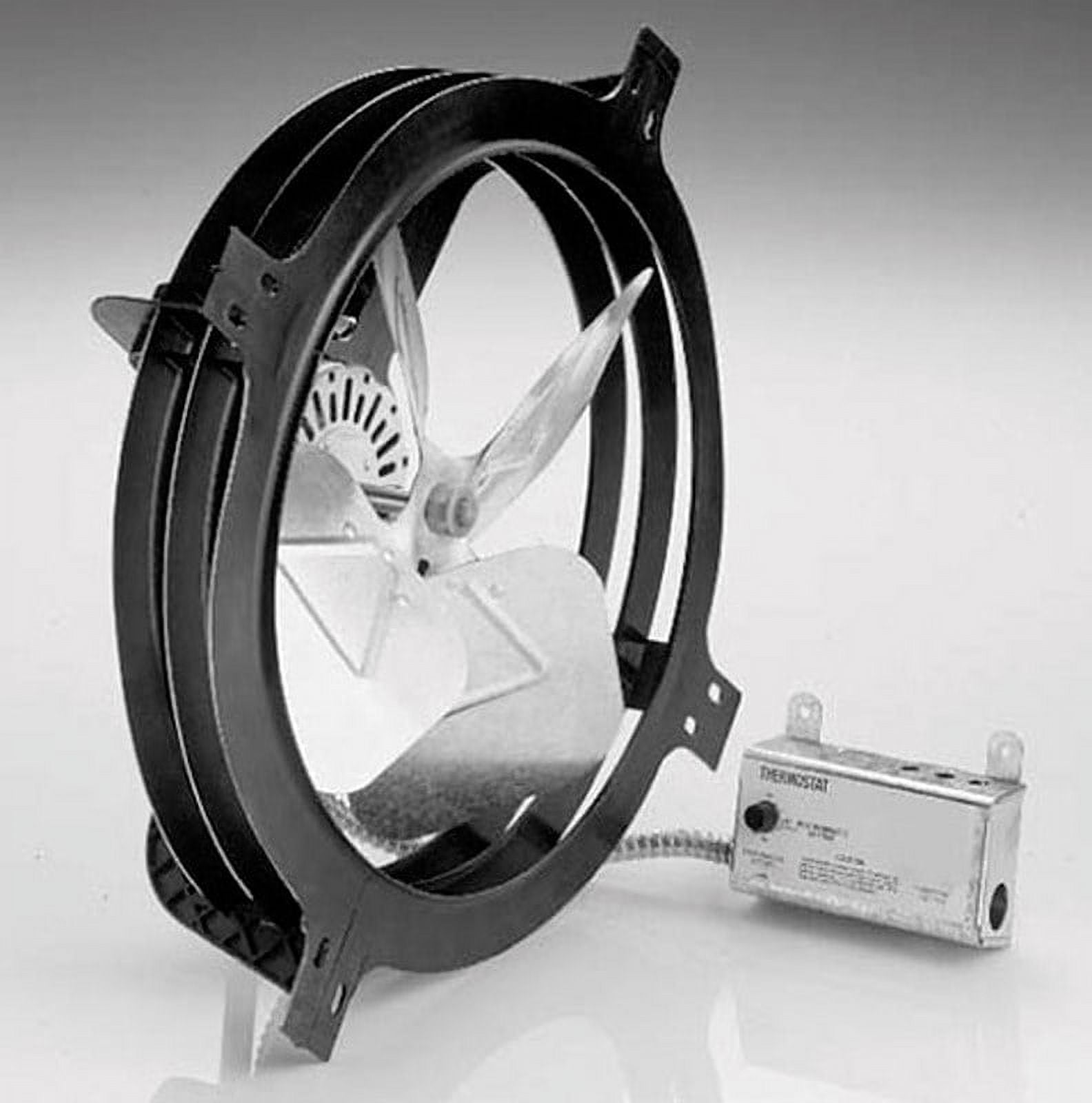 Air Vent Black and Silver Gable Mount Power Fan