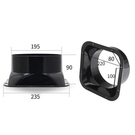 Air Ventilation Adapter ABS Black Flange Duct Fan Hose Connector Abs For Kitchen Hood Ventilator Pipe Connecting Exhaust Outlets