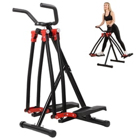 Air Walk Elliptical Exercise Machine, Foldable Elliptical Training Machine with LCD Monitor for Home Gym, Low-Impact Side Sway Action 360 Motion Compact Glider Steppers, 220LBS Capacity