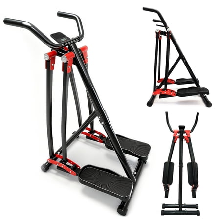 Air Walk Elliptical Machine - Foldable Cardio Cross Trainer Glider for Full-Body Low-Impact Exercise with LCD Display Ideal for Home Gym