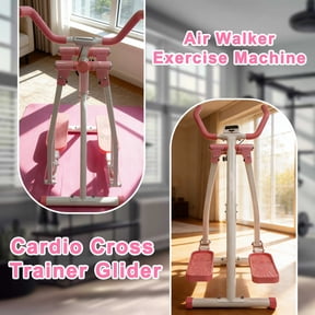 Air Walk Elliptical Machine for Home Gym - Foldable Cardio Cross Trainer Glider with LCD Display, Low-Impact Full-Body Workout, Pink