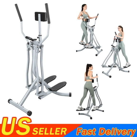 Air Walker Elliptical Glider Exercise Machine with LCD Monitor, Foldable & Compact Design for Full-Body Low-Impact Exercise