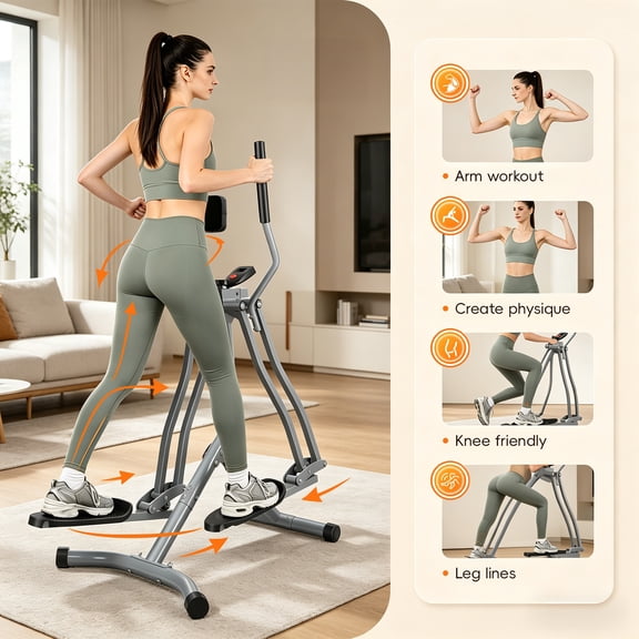 Air Walker Exercise Machine with LCD Monitor, Foldable Stepper for Low Impact Cardio,
