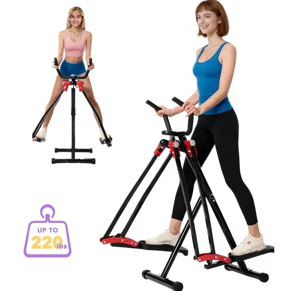 【Fahuac】 Air Walk Elliptical Machine - Foldable Cardio Cross Elliptical Trainer Glider for Full-Body Low-Impact Exercise with LCD Display Ideal for Home Gym